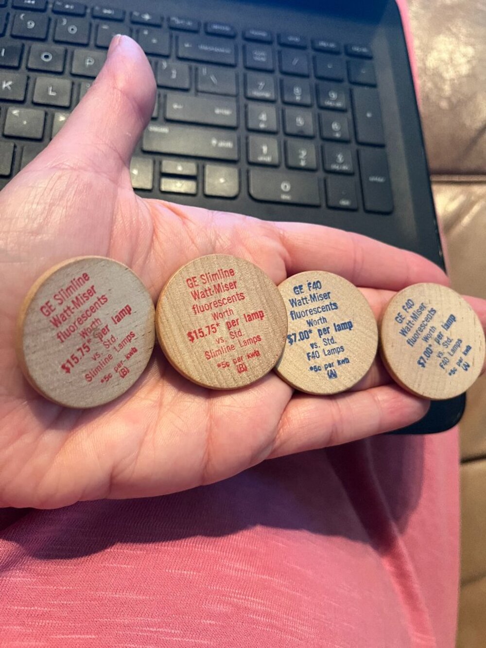 Set of 4, buffalo wood nickel for GE General Electric advertising